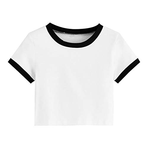 Pitashe Damen Tops Süß Mode Kurzarm Bequem Einfarbig Damen Sommer T-Shirt Crop Top Kurz Pullover Weste Tank Top Party Oberteile Bluse Camisole Hemd Bekleidung Vest Bauchfrei Tunika Clubwear Shirts von pitashe Tops