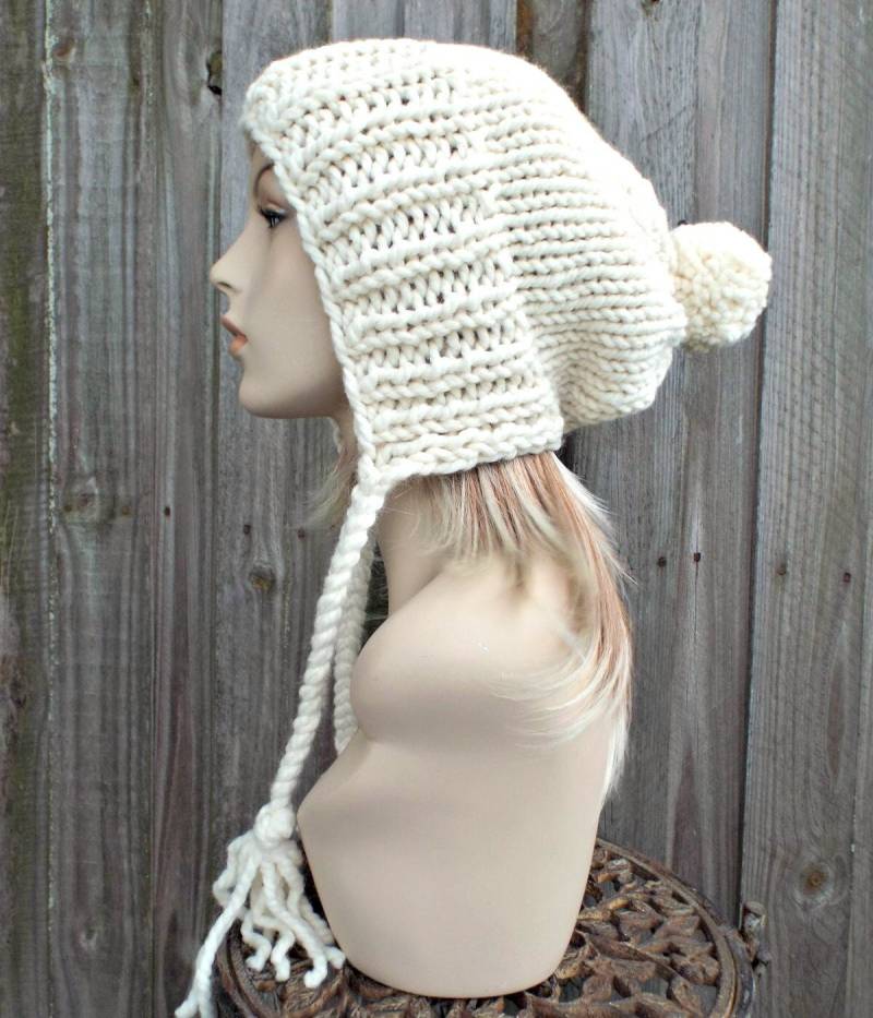 Chunky Strickmütze, Damenmütze, Herrenmütze, Wintermütze, Strickmütze Charlotte Slouchy Beanie, Creme von pixiebell