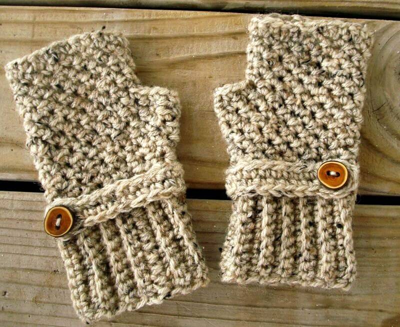 Gehäkelte Fingerlose Handschuhe, Fingerlose Handstulpen, Winter Damen Haferflocken von pixiebell