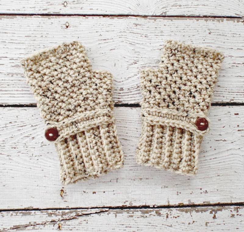 Gehäkelte Handstulpen, Gehäkelte Fingerlose Handschuhe, Damen Winter Haferflocken von pixiebell