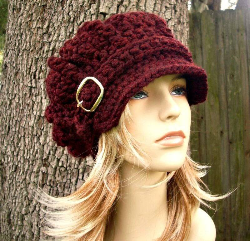 Grobstrick Häkelmütze, Damenmütze, Herrenmütze, Wintermütze, Monarch Ballonmütze, Weinrot Grobstrick Häkelmütze, Damenmütze, Herrenmütze, Wintermütze, Monarch Ballonmütze, Weinrot von pixiebell