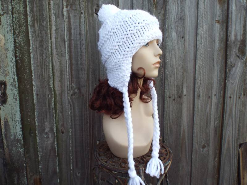 Grobstrick Mütze, Damenmütze, Herrenmütze, Wintermütze, Beanie, Strickmütze, Pom Weiß von pixiebell