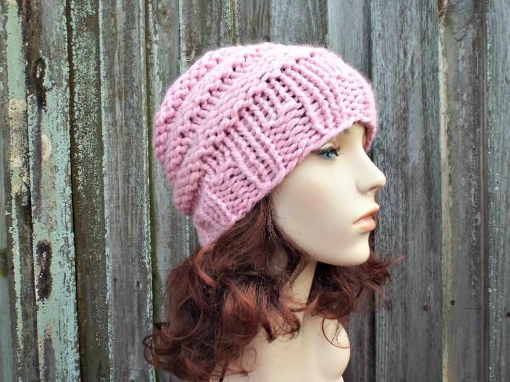 Grobstrick Mütze, Damenmütze, Herrenmütze, Wintermütze, Strickmütze, Beehive Beanie, Blossom Pink von pixiebell