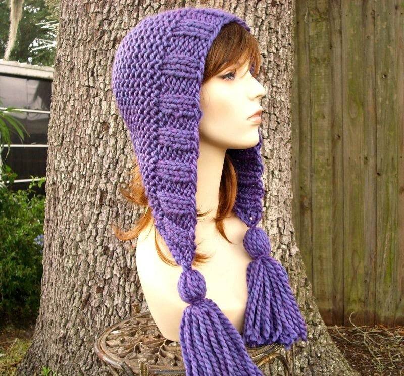 Grobstrick Mütze, Damenmütze, Herrenmütze, Wintermütze, Strickmütze, Ohrenklappenmütze, Quastenmütze von pixiebell