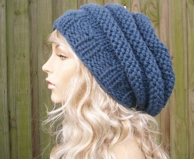 Grobstrick Mütze, Damenmütze, Herrenmütze, Wintermütze, Strickmütze, Slouchy Beanie, Übergroße Baskenmütze, Denim Blau Grobstrick Mütze, Damenmütze, Herrenmütze, Wintermütze, Strickmütze, Slouchy Beanie, Übergroße Baskenmütze, Denim Blau von pixiebell