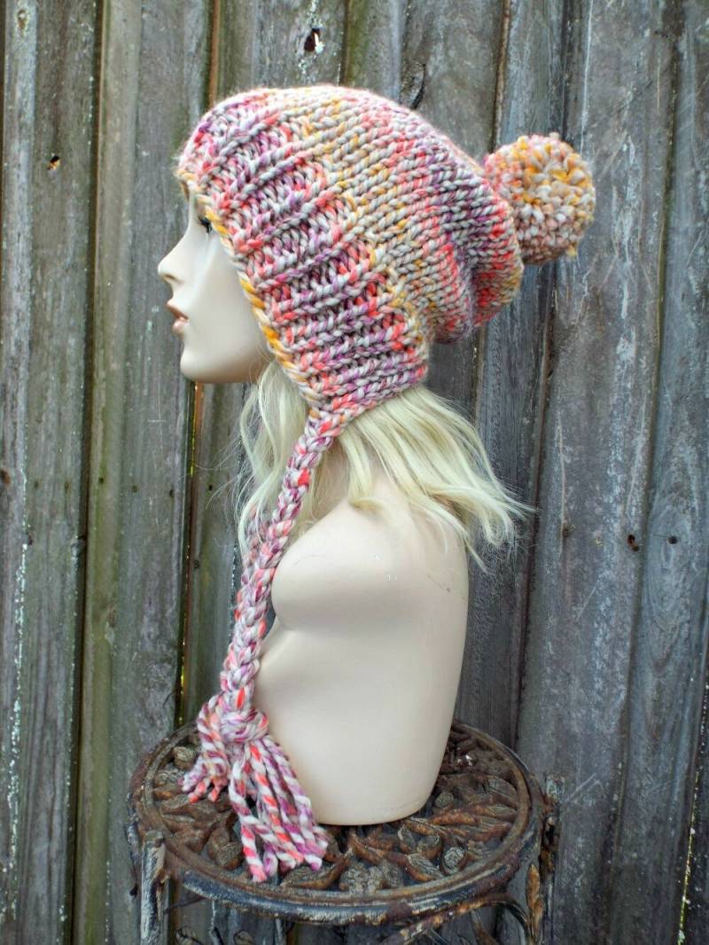 Grobstrick Strickmütze, Damenmütze, Herrenmütze, Wintermütze, Slouchy Mütze, Pom Charlotte Beanie, Spice Market von pixiebell