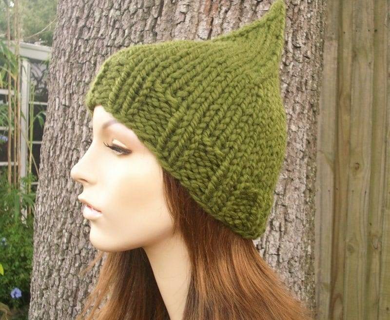 Handgestrickte Elfen Mütze, Wichtelmütze, Grobstrickmütze, Damenmütze, Herrenmütze, Wintermütze, Strickmütze, Strickmütze von pixiebell