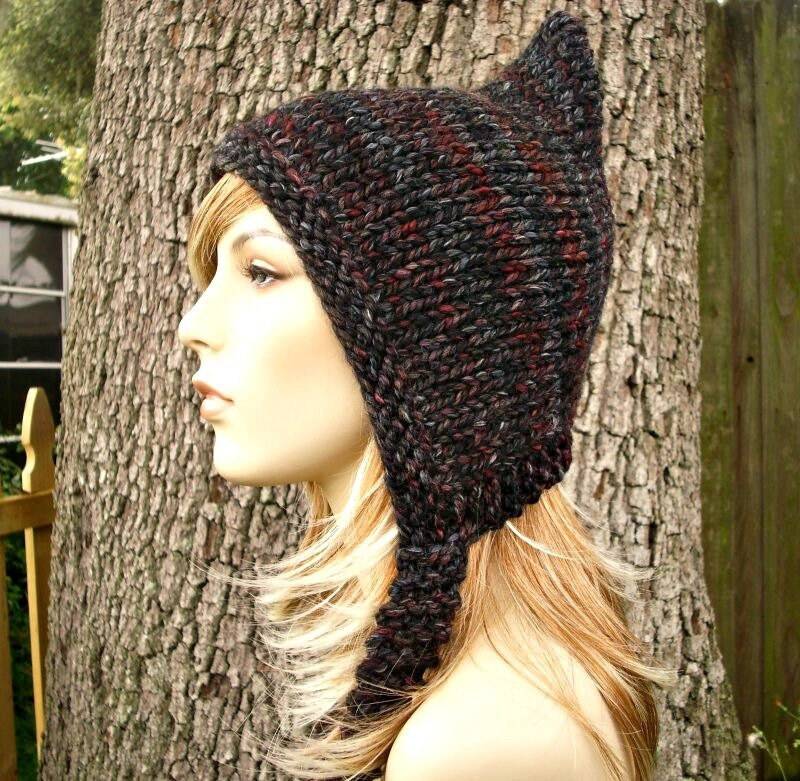 Handgestrickte Pixie Mütze, Gestrickte Haube, Elfen Erwachsene Grobstrick Damenmütze, Herrenmütze, Wintermütze, Blackstone Handgestrickte Pixie Mütze, Gestrickte Haube, Elfen Erwachsene Grobstrick Damenmütze, Herrenmütze, Wintermütze, Blackstone von pixiebell