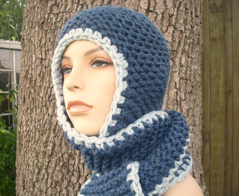 Kapuzenschal, Grobstrick-Mütze, Damenmütze, Herrenmütze, Wintermütze, Damenschal, Herrenschal, Winterschal, Nomadenschal, Jeansblau Kapuzenschal, Grobstrick-Mütze, Damenmütze, Herrenmütze, Wintermütze, Damenschal, Herrenschal, Winterschal, Nomadenschal, Jeansblau von pixiebell