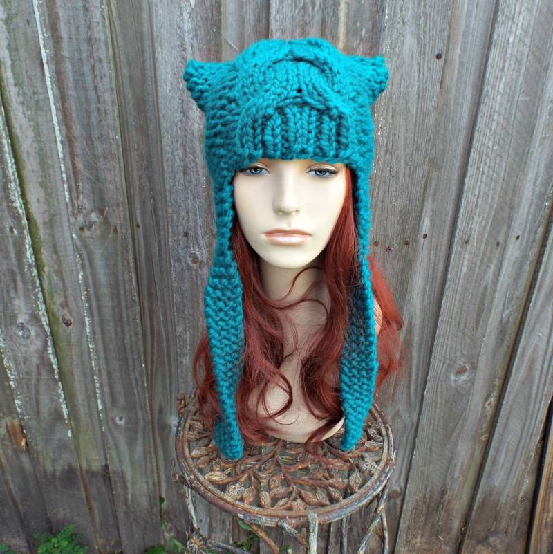 Katzenohren Mütze, Grobstrick Damenmütze, Herrenmütze, Wintermütze, Ohrenklappenmütze, Mütze Katzenohren Mütze, Grobstrick Damenmütze, Herrenmütze, Wintermütze, Ohrenklappenmütze, Mütze von pixiebell
