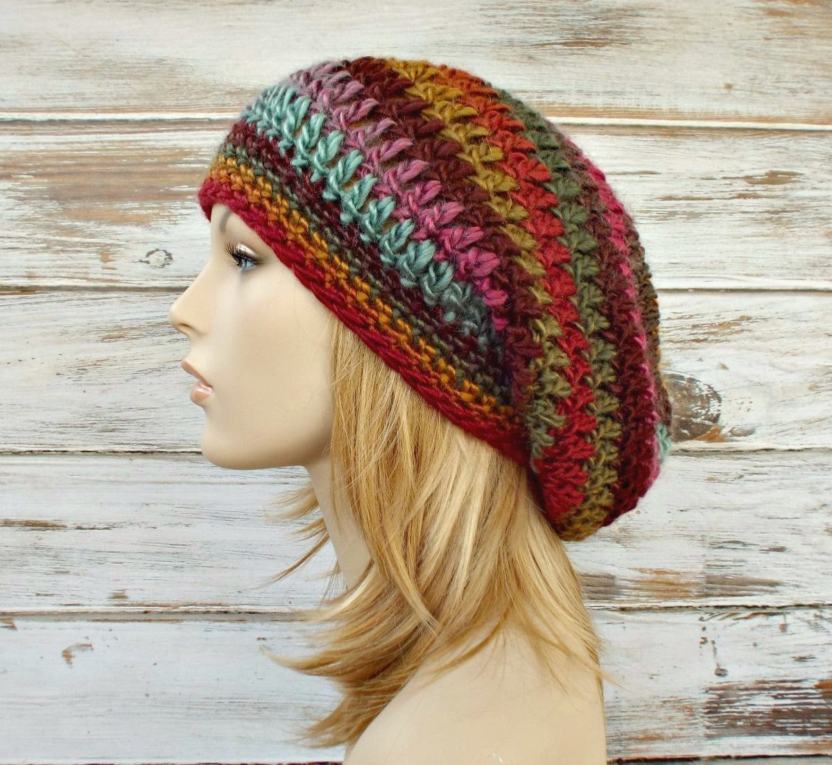 Slouchy Beanie Hut Häkelhut Damen Wintermützen Regenbogenmütze Regenbogen Herbst Mode - Weekender Slouch Hat Wüste Frühling von pixiebell