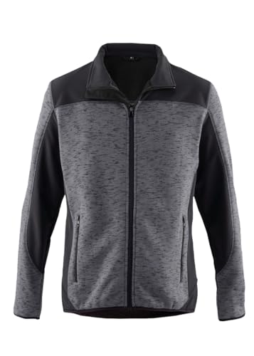 pka Herren Fleecejacke mit Softshell Einsätzen, langer Rücken, hoher Kragen für die Arbeit & Freizeit in grau/schwarz Größe 3XL von pka