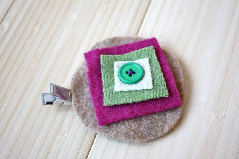 Recycling-Wolle Pullover Haar-Clip-Frühling Quadrate von plaidypusfashion