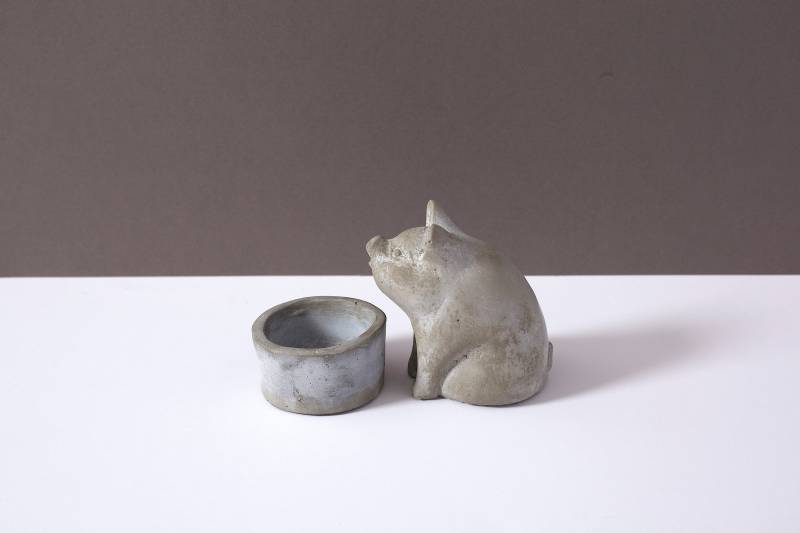 Handgemachte Beton Skulptur Schwein, Schmuckhalter, Geschenk Für Tierliebhaber von plasterstudiolt