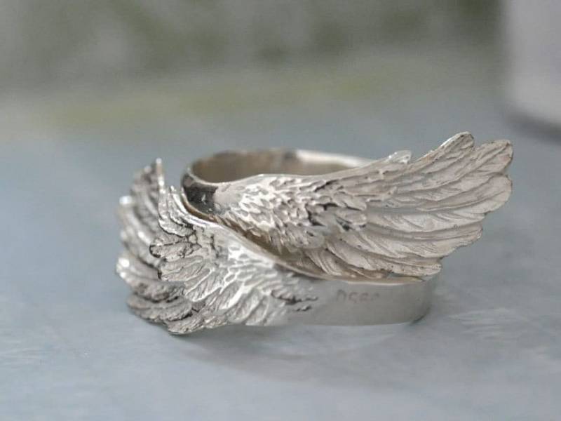 Handgemachte 925 Sterling Silber Ring Set Winged Oxidierte Set, Antikes Silber, Massiv Gegossenen Feder Flügel Handgemachte 925 Sterling Silber Ring Set Winged Oxidierte Set, Antikes Silber, Massiv Gegossenen Feder Flügel von plasticouture