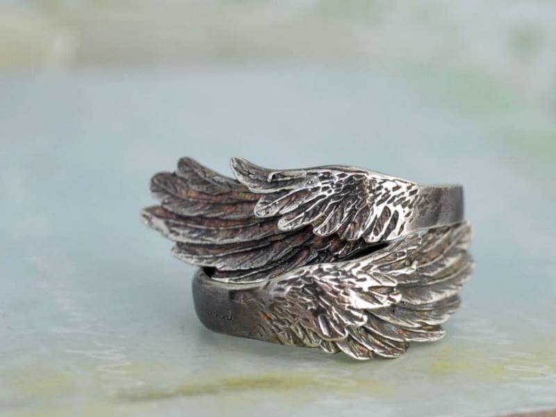 Handgemachte 925 Sterling Silber Ring Set Winged Oxidierte Set, Antikes Silber, Massiv Gegossenen Feder Flügel Handgemachte 925 Sterling Silber Ring Set Winged Oxidierte Set, Antikes Silber, Massiv Gegossenen Feder Flügel von plasticouture