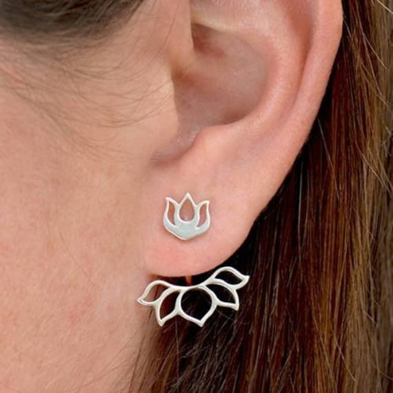 sterling Silber Lotus Knospe Ear Jacket 24, 5 X 19 Mm - 1 Set Großhandelspreis | 12714 / sterling Silber Lotus Knospe Ear Jacket 24, 5 X 19 Mm - 1 Set Großhandelspreis | 12714 / von plazko