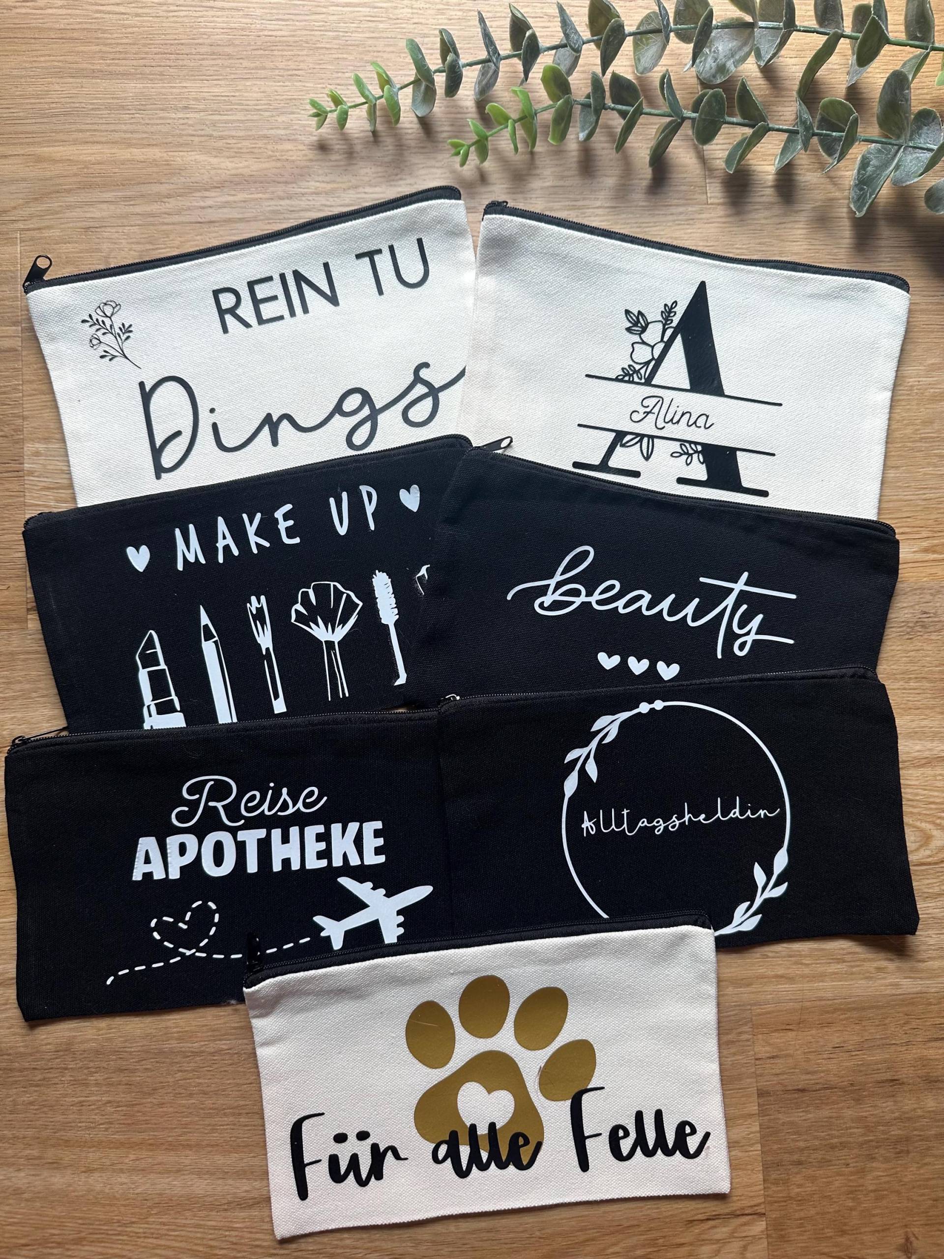 Personalisierte Stofftasche Mit Wunschtext | Kosmetiktasche Namen Geschenkidee Spruch Kulturbeutel Schminktäschchen von plottervibes