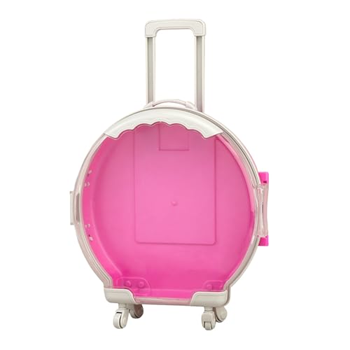 Koffer geformte Spielzeugspeicherbox Rolling Koffer Spielzeugorganisator Multifunktional Mini Round Gepäckhülle für Kinder Spielzeug Kosmetik ABS Kunststoff Reisen Storage 20 x (Lila rot) von plplaaoo
