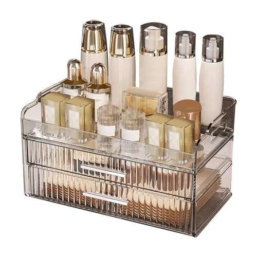 Make -up Organizer Box große Kapazität Clear Cosmetic Storage Container Premium Plastik Organizer für Schlafzimmer Badezimmer Waschtisch (Ohne Deckel) von plplaaoo