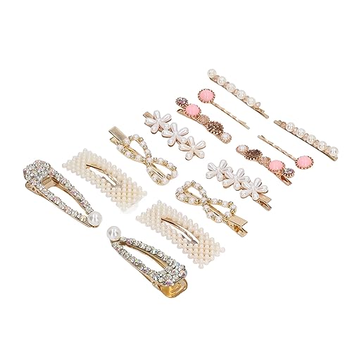 Simulation Perlen Haarclip elegante glatte Oberfläche Simulation Perlen Barrettes Set für Frauen Modezubehör täglich verwenden Party Hochzeit 14 PCs Plastikharz Harz von plplaaoo