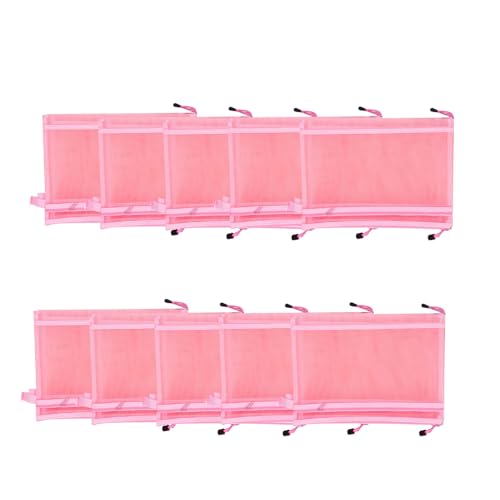 plplaaoo Double Layer Mesh Reißverschlussbeutelbeutel Robuster Nylon Mesh A4 Dokumenttasche mit Griff für Büro -Home -Organisation Storage 10pcs (Rosa) von plplaaoo