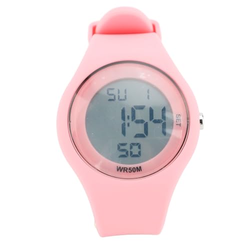 plplaaoo Kinder Digital Watch wasserfestes Alarm Stoppwatch EL Backlight Schrittzähler Kalender Chronograph Handgelenk Uhr für 5 bis 15 Jahre alte Jungen Mädchen (Rosenate) von plplaaoo