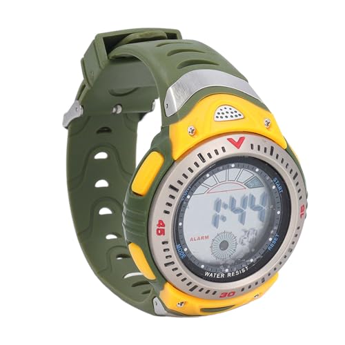 plplaaoo Männer Digitale Uhr Waterdichte Sport im Freien Armbanduhr mit Stoppuhr Kalender Datum Alarm Dual Time LED Hintergrundbeleuchtung 50m Wasserwiderstand bequemer Silikongurt OD Grün von plplaaoo