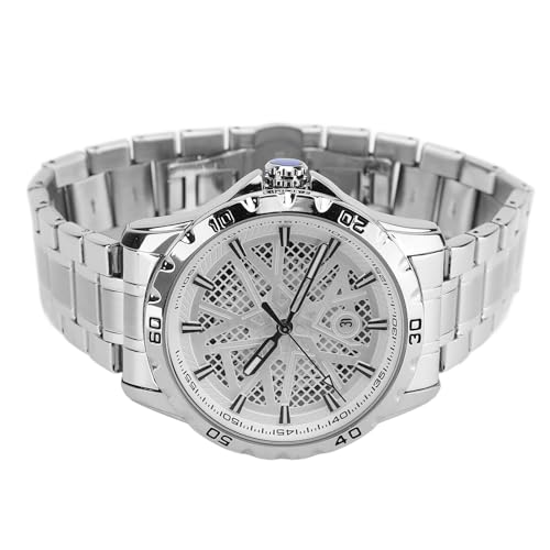 plplaaoo Männer Quarz mechanische Uhr Stylish wasserfeste Chronographie Handgelenk mit rostfreiem Stahlgurt für Arbeitsstudienleben 45,5 mm Zifferblatt von plplaaoo