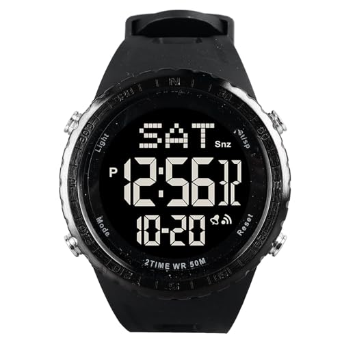plplaaoo Männer analog digital Uhr Water Resistant LED Display Kalender Alarm Hintergrundbeleuchtung Mode Männer Chronograph Sport Watch Schwarz von plplaaoo