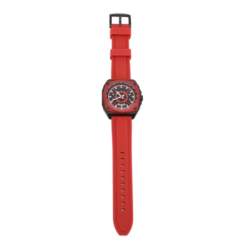 plplaaoo Multifunktional Quarz Uhr Water Resistant stilvolle Männer Armbanduhr mit Chronographen Date Leuchtfunktion für Business Casual Wear Alloy Silikonband Mineralglas (Rot) von plplaaoo