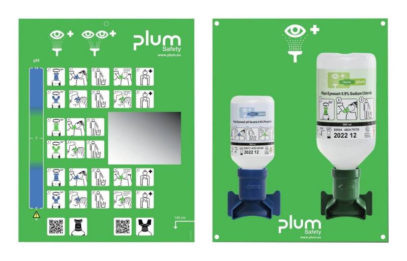 plum Erste-Hilfe-Set, Augen-Notfallstation inkl. 2 Flaschen (200 ml, 500 ml) von plum