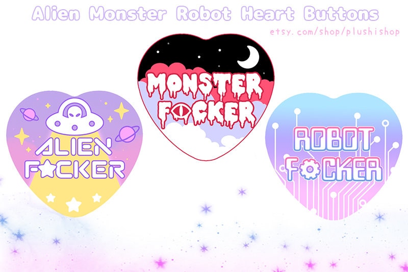 Monster Alien Roboter Herz Buttons Monster Alien Roboter Herz Buttons von plushishop
