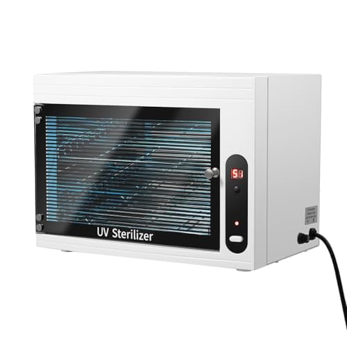 UV-Sterilisator, 6W UV Desinfektionsschrank mit Timer-Einstellung, 10L 2-Lagige Großer Sterilisator für Kleidung, HandtüCher, 34,2x21,5x25cm von pochcicou