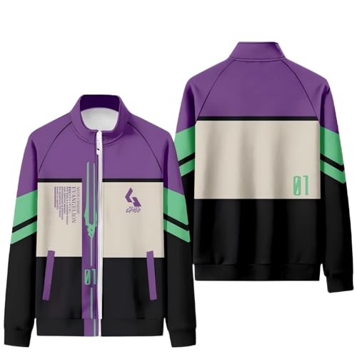 Evangelion Eva Jacke Mantel Anime Oversized Stand Kragen Sweatshirt Cartoon Hip Hop Oberbekleidung Männer Reißverschluss Warme Kleidung von pochikiki-