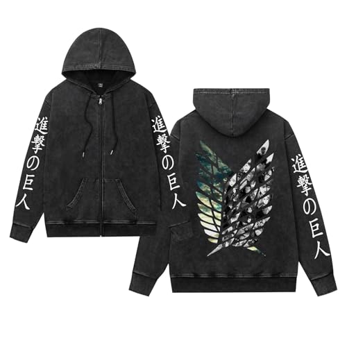 pochikiki- Anime Attack Titan AOT Washed Retro Long Sleeve Pullover Zip Hoodie Trendy Design Clear Pattern Sportjacke pochikiki- Anime Attack Titan AOT Washed Retro Long Sleeve Pullover Zip Hoodie Trendy Design Clear Pattern Sportjacke von pochikiki-