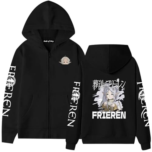pochikiki- Anime Frieren gedruckt Hoodie Fern Cosplay Jacke mit Reißverschluss und Kordelzug Stark Langarm Sweatshirt, für Männer und Frauen von pochikiki-