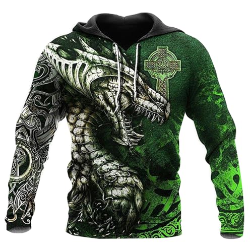 pochikiki- Drachenmuster 3D Printed Hoodie Drachen Casual Pullover mit Kordelzug Nordische Mythologie Sweatshirt mit Langen Ärmeln mit Kängurutasche, für Damen und Herren von pochikiki-