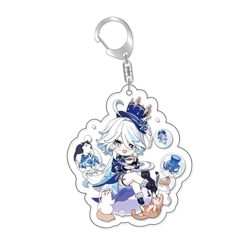 pochikiki- Genshin Furina Impact Keychain Beliebtes Spiel gedruckt Acryl Schlüsselanhänger Cartoon Niedliche Dekoration Furina Anhänger Schlüsselanhänger von pochikiki-