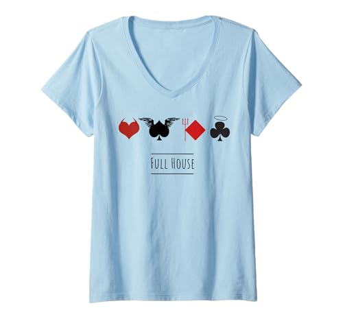 Damen poker spielkarten full house herz pik karo kreuz T-Shirt mit V-Ausschnitt von poker design