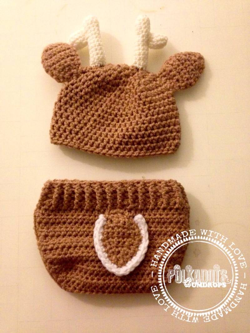 Gehäkeltes Baby Reh Outfit Neugeborenen Kostüm Set Gehäkeltes Baby Reh Outfit Neugeborenen Kostüm Set von polkadotandgumdrops