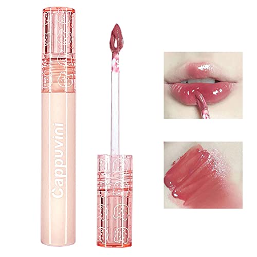 Lip Tint Fleck, Koreanisches Langanhaltender Spiegel-Lipgloss, feuchtigkeitsspendende Lip Glaze, Seidiger Lippenstift mit hoher Farbwiedergabe, Natürlich glänzender Lippenstift für Mädchen Damen von pologmase