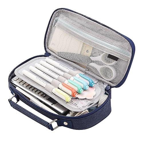 pologmase Federmäppchen - Multifunktionale Canvas-Briefpapier-Organizer-Tasche mit doppelten Schichten - Klassenzimmer-Briefpapier-Organisation für Stifte, Bleistifte, Taschenrechner, Lineale von pologmase