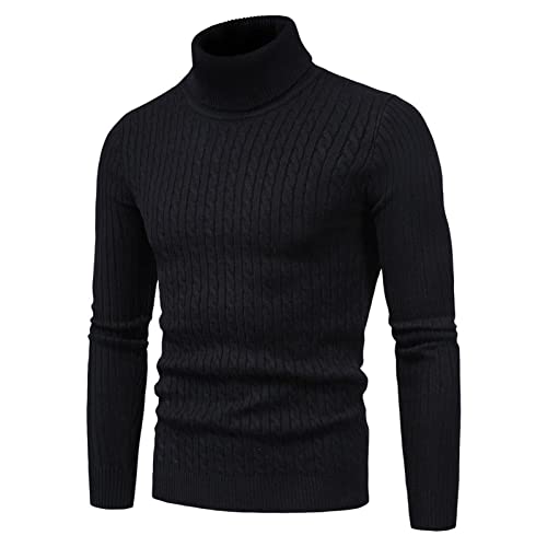 pologmase Slim Fit Rollkragenpullover Herren, strapazierfähige Herren Slim Fit Basic Rollkragen T-Shirts | Lässiger Strickpullover gedrehter Pullover Solide Pullover Rollkragen für Herren von pologmase