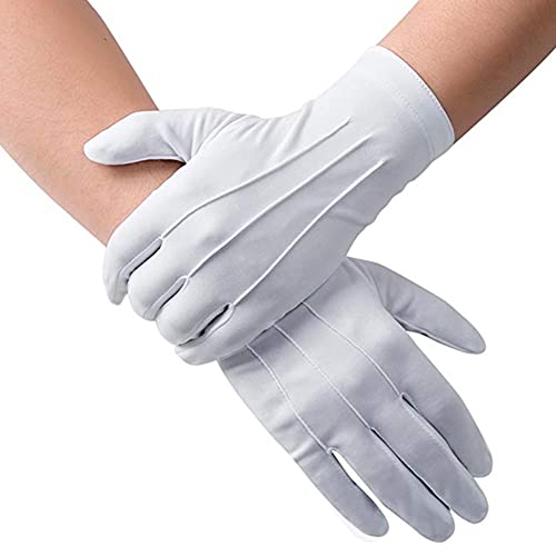 pologmase Weiße Uniform Handschuhe Set – Polyester Cosplay Handschuhe mit Vollfinger Design – formelle Smoking Guard Parade Handschuhe für Indoor von pologmase