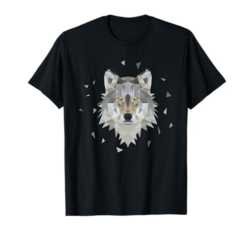 Cooles T-Shirt geometrischer Wolf Polygon für Herren / Damen T-Shirt von polygon art