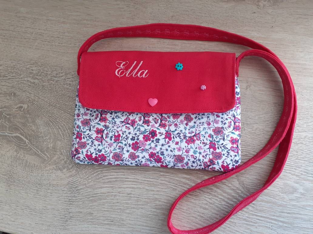 Bestickte Tasche, Stofftasche Mit Liberty-Muster, Schultertasche Aus Stoff, Mädchentasche, Personalisierte Namenstasche, Geschenkidee Zu von pommedammour17