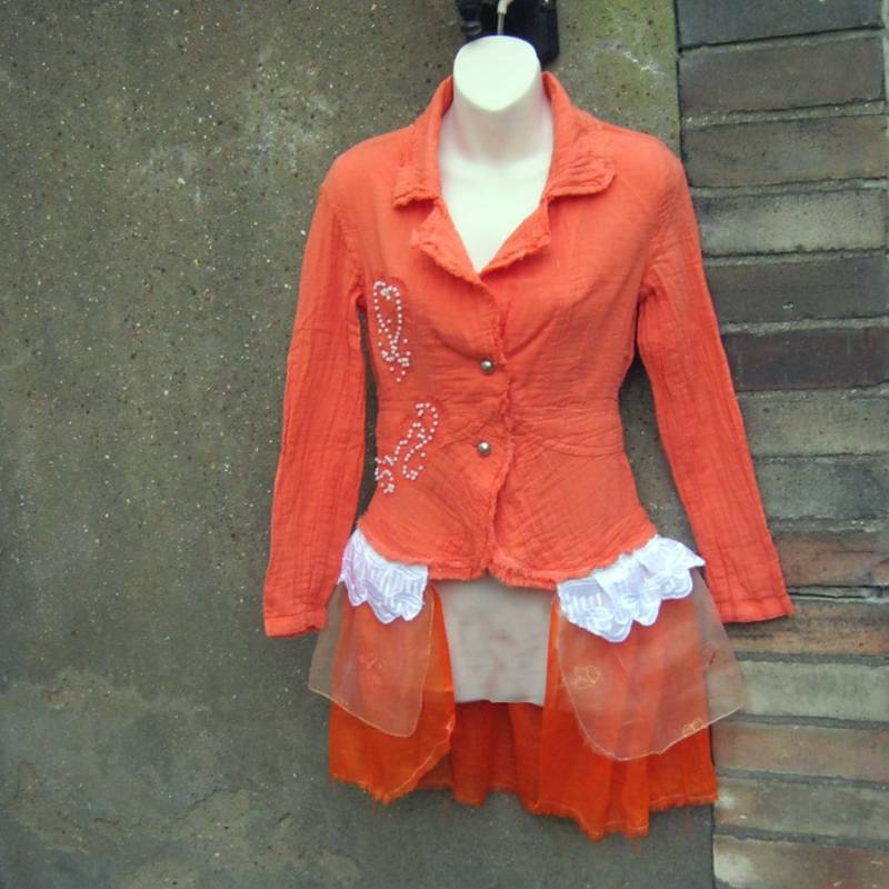 Baumwolljacke Für Mädchen, Mit Perlen Bestickte Orange Baumwolljacke, Weißer Spitze Verzierter Teenager, Besondere Anlässe Baumwolljacke Für Mädchen, Mit Perlen Bestickte Orange Baumwolljacke, Weißer Spitze Verzierter Teenager, Besondere Anlässe von pompadourpoisson