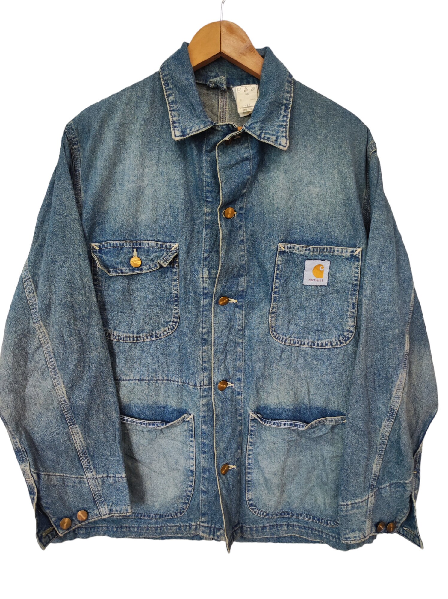 80Er Jahre Vintage Carhartt Chambray Denim 4 Taschen Jacke Jeans Shirt Usa Workers 80Er Jahre Vintage Carhartt Chambray Denim 4 Taschen Jacke Jeans Shirt Usa Workers von ponderrosavintage