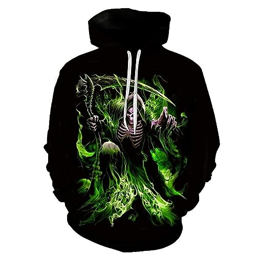 Herren Kapuzenpullover Metal Skull 3D-Druck FunnyHip Hop Hoodie Gothic Punk Skulls Hoodie Outdoor von ponnyc